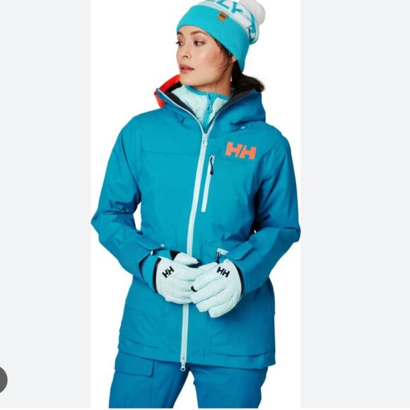 Helly Hansen Kvitegga Shell Ski Snowboard Jacket Blue Wave Size Medium - Picture 3 of 10